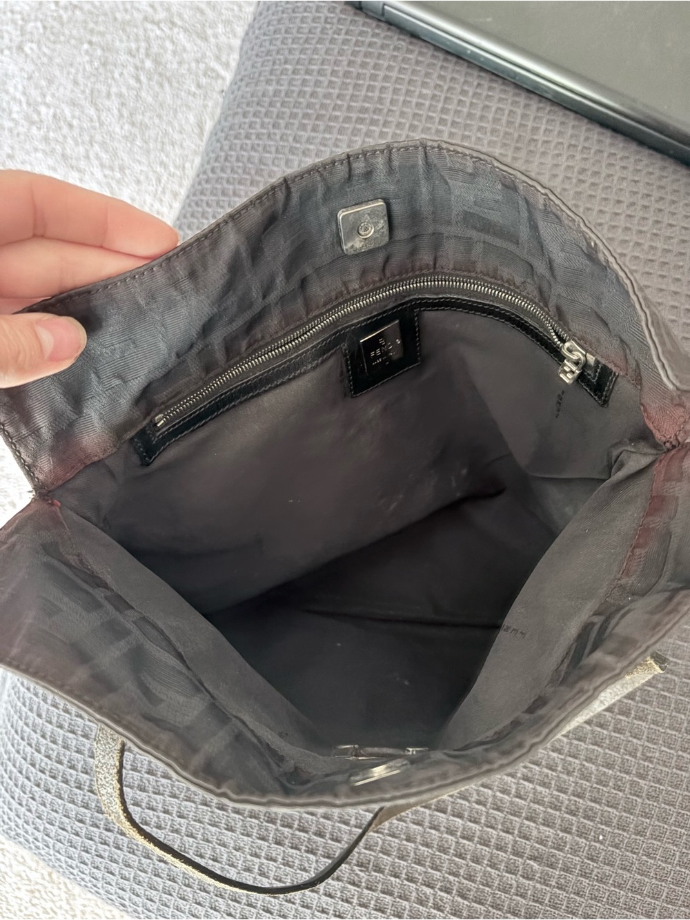 Fendi Black Tote with Silver FF Plaque - Picture 6 of 6